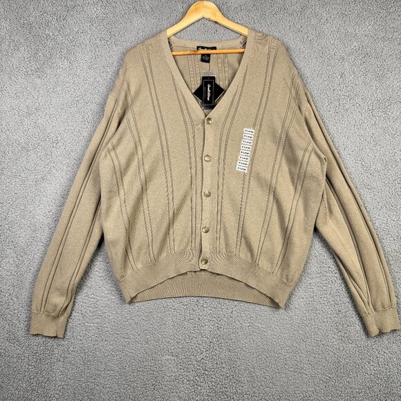 Arnold Palmer Sweater Mens Size XL Camel Brown Cardigan VTG Loose Fit Old Money - Picture 1 of 14
